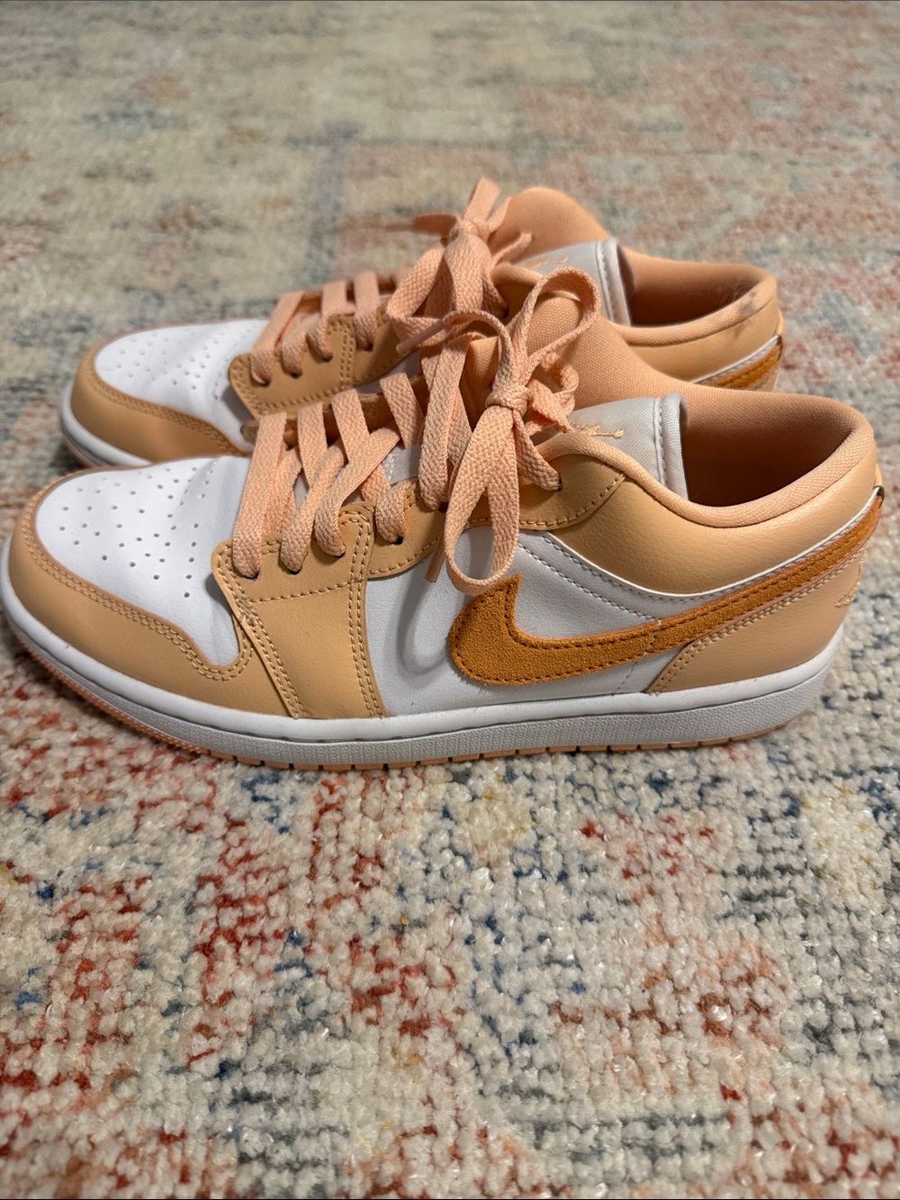 Nike Women’s Low-Top Air Jordans in Peach and White